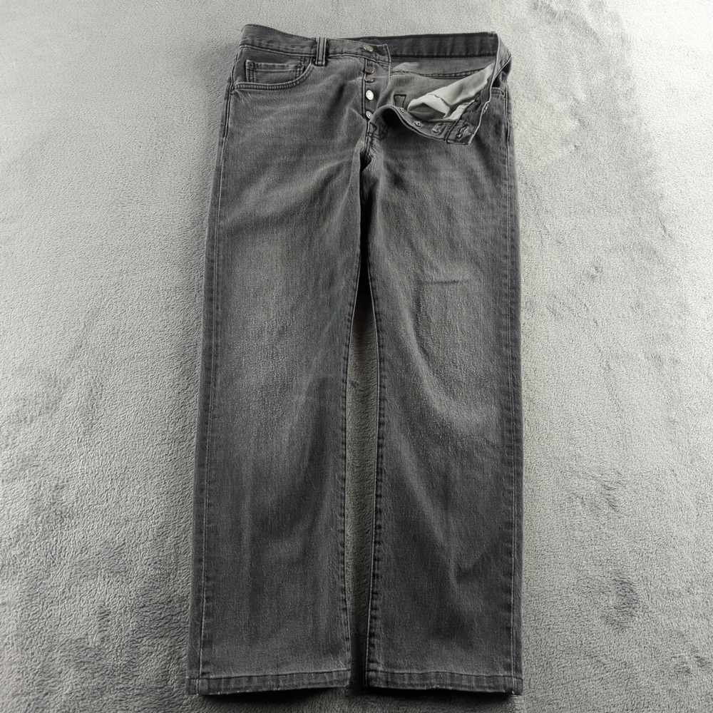 Levis 501 Jeans Mens 32x28* Black Faded Straight Button Fly Stretch Denim Cotton